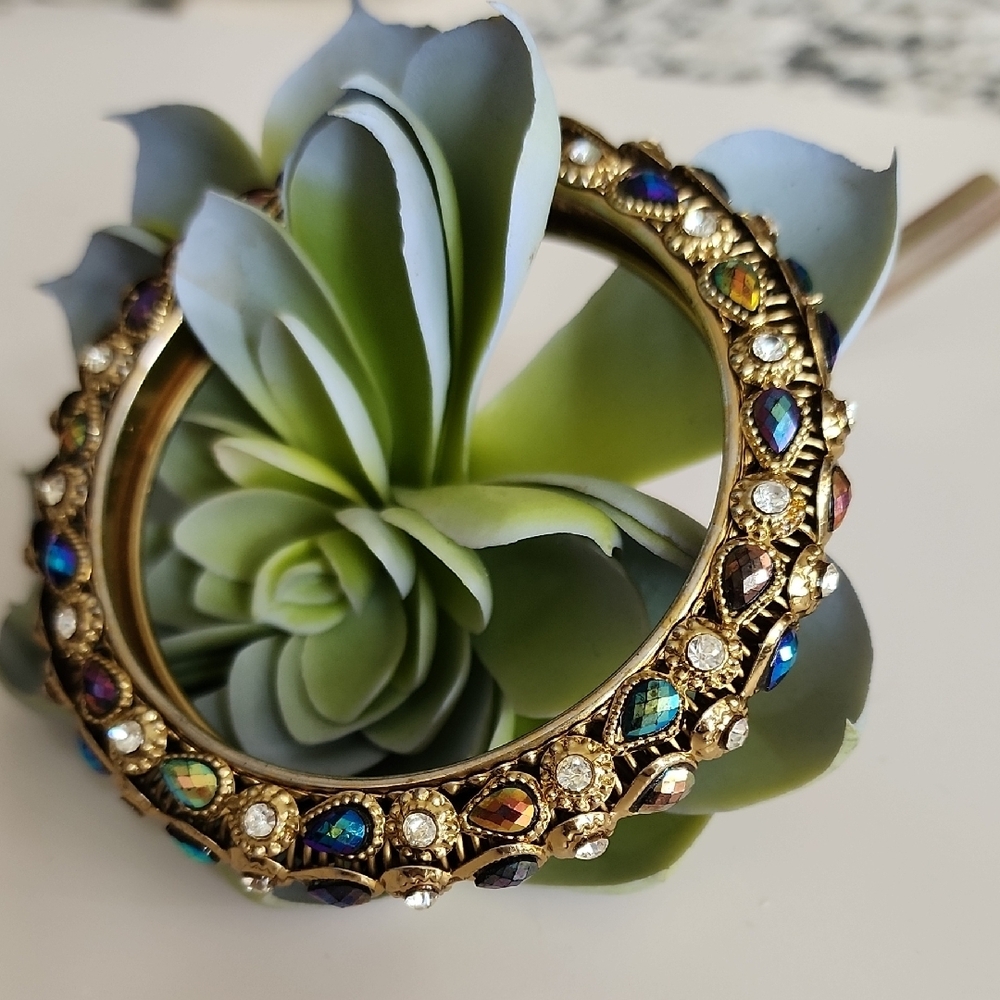 Gold and Multicolor Jeweled Bangle